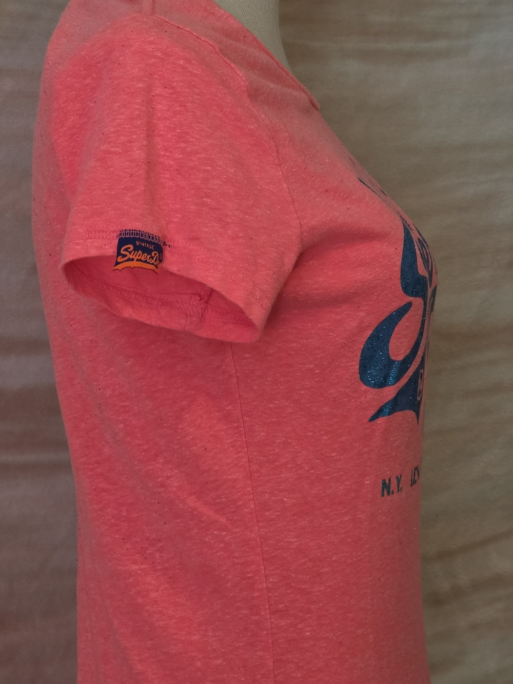 Superdry Vintage Logo Tee in Coral Pink - Picture 3 of 5